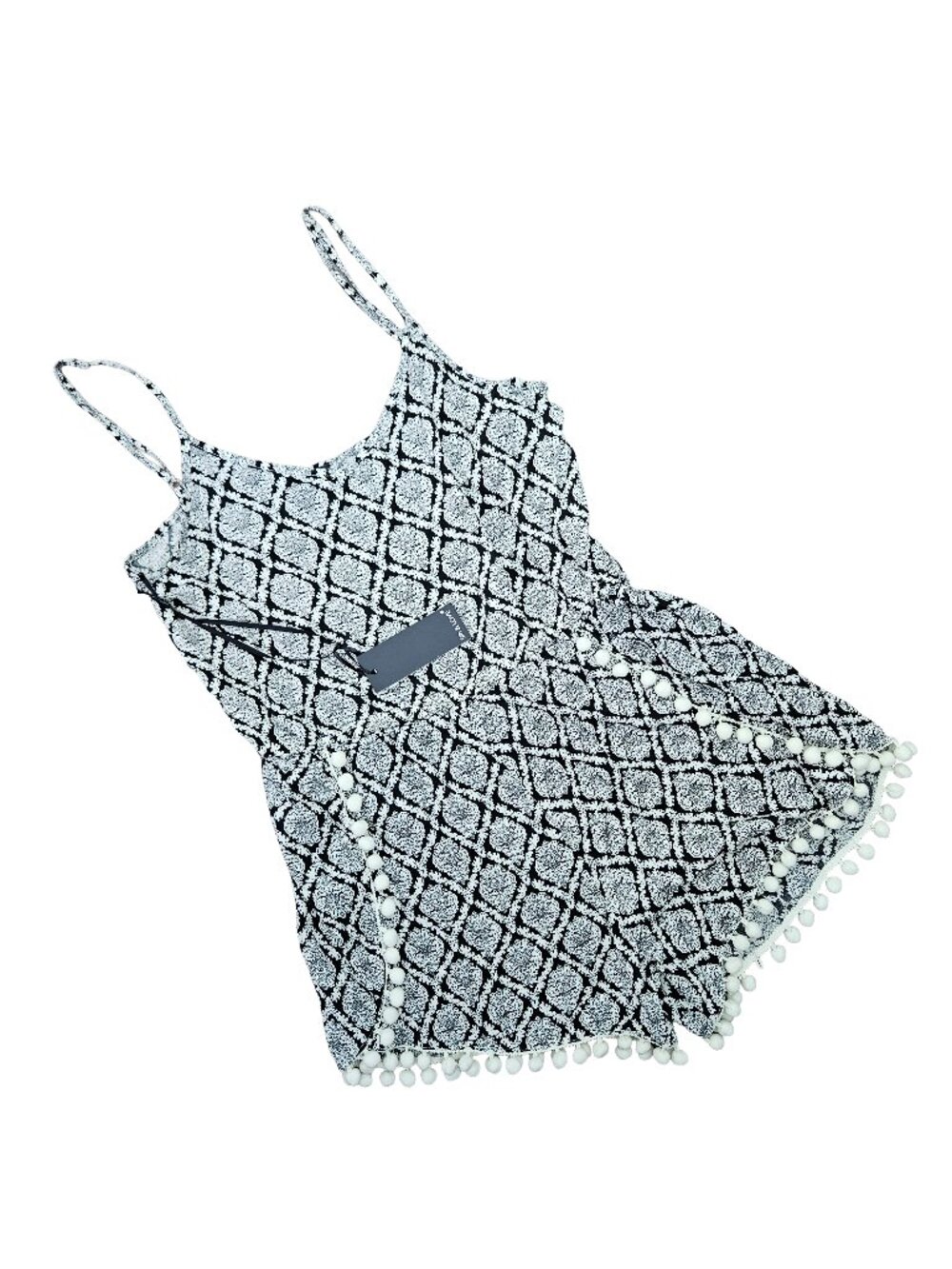 NWT 5th & Love Exist Jumper Romper Black/White Medallion Tile Print XL *FLAW*